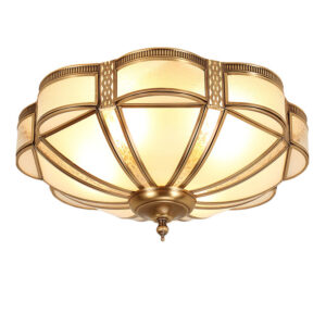 Brass glass art round ceiling lamp