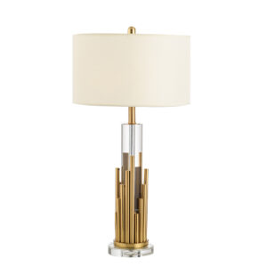 Luxury metal cylindrical crystal decorative table lamp