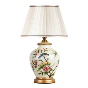 Classical American Ceramic Small Table Lamp Flower Pattern
