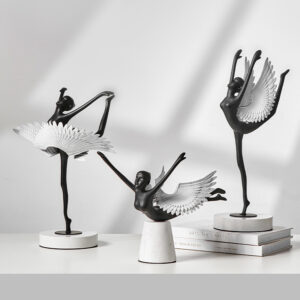 Modern ballet dancer with wings creative art metal sculpture