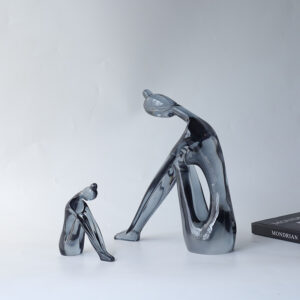 Abstract grey resin man living room desktop small sculpture