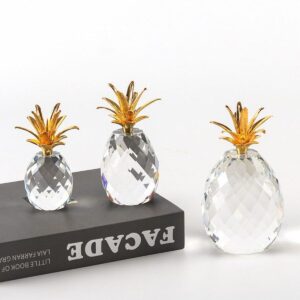 Evelyn livingroom crystal with metal decorative pipeapple fruit statue for indoor decoration