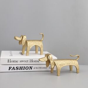 Evelyn Gold Black Luxury Modern Interior Dog Figurine Sculpture Gift Decoration Craft Items Home Craft Metal Decor