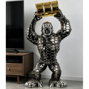 Evelyn TV Stand Decorative Custom Resin Gorilla Chimpanzee Statue Home Ornament Roaring Big Monkey Resin Decorative for Home