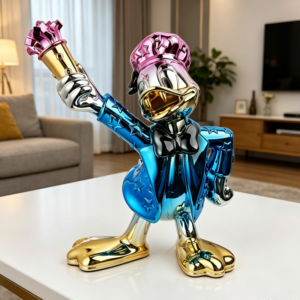 Evelyn 2026 Popular Wedding Table Decor Gift Daisy Duck with Flower Resin Cartoon Staue for Livingroom Table Display Sculpture